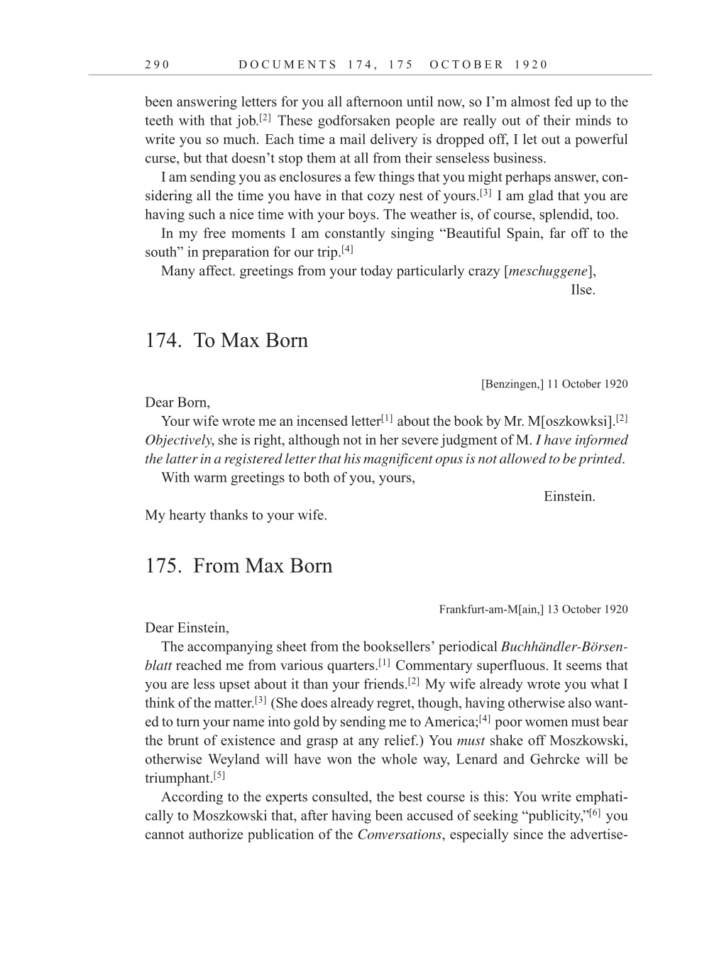 Volume 10: The Berlin Years: Correspondence, May-December 1920, and Supplementary Correspondence, 1909-1920 (English translation supplement) page 290
