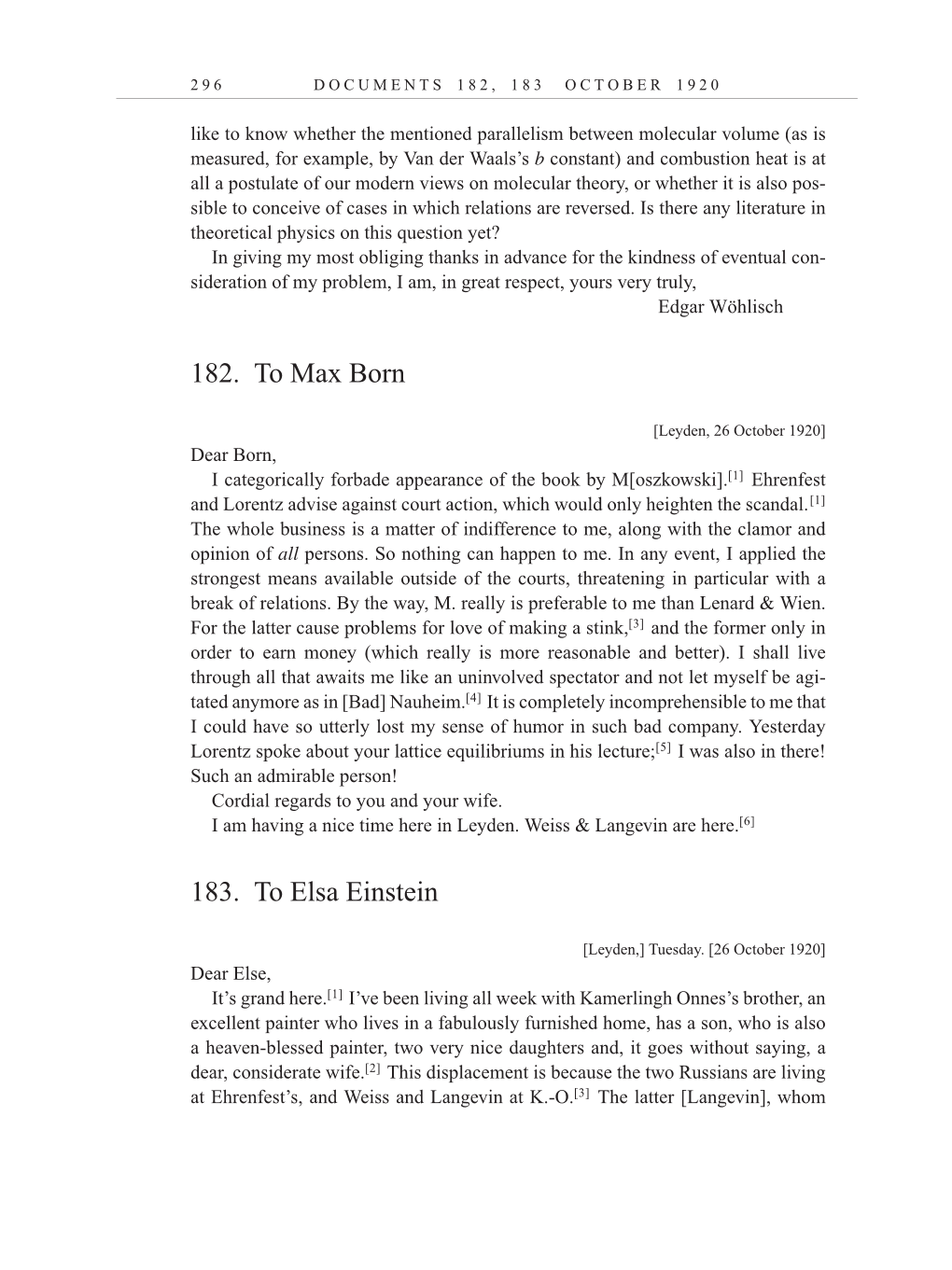 Volume 10: The Berlin Years: Correspondence, May-December 1920, and Supplementary Correspondence, 1909-1920 (English translation supplement) page 296