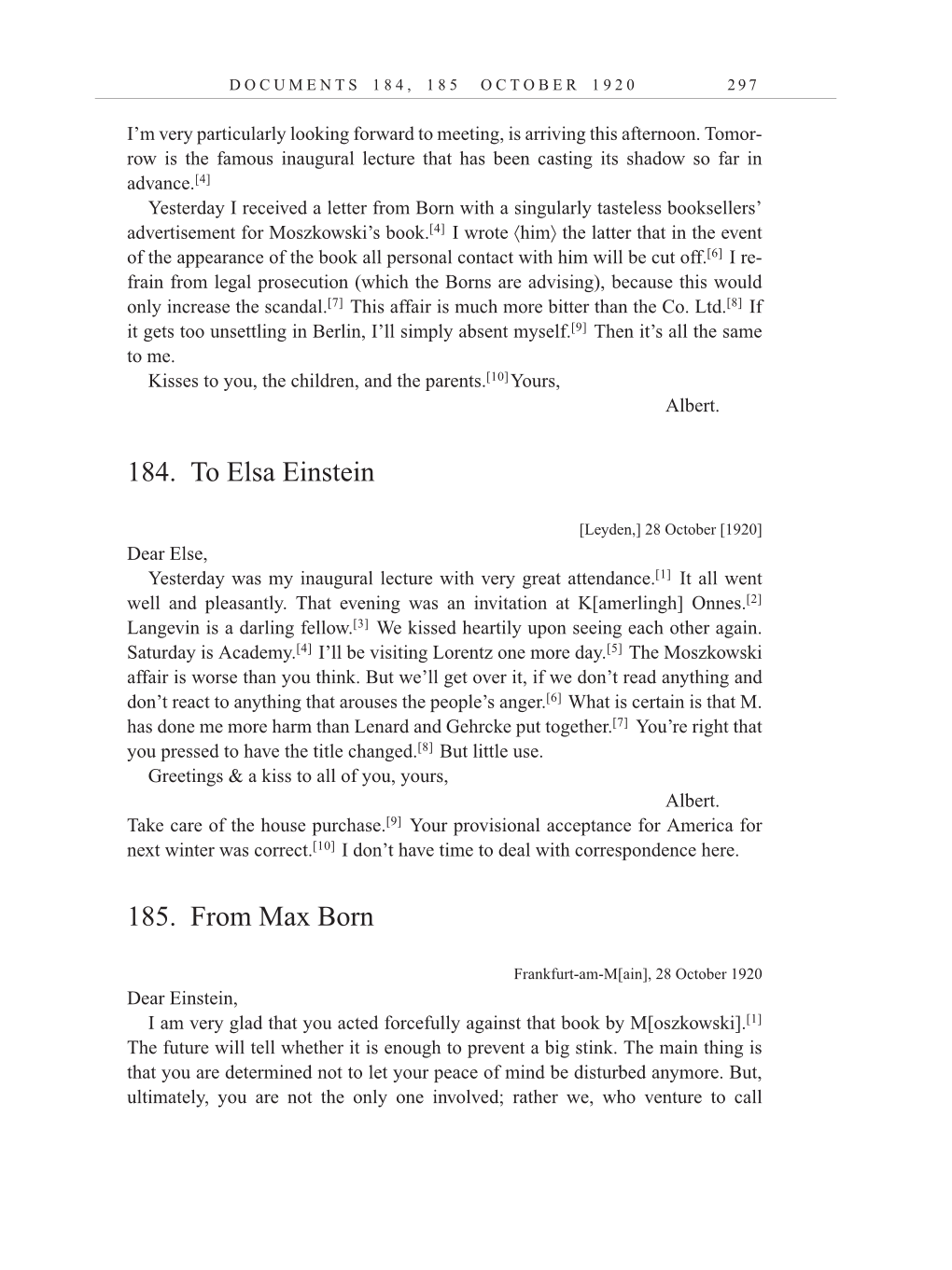 Volume 10: The Berlin Years: Correspondence, May-December 1920, and Supplementary Correspondence, 1909-1920 (English translation supplement) page 297