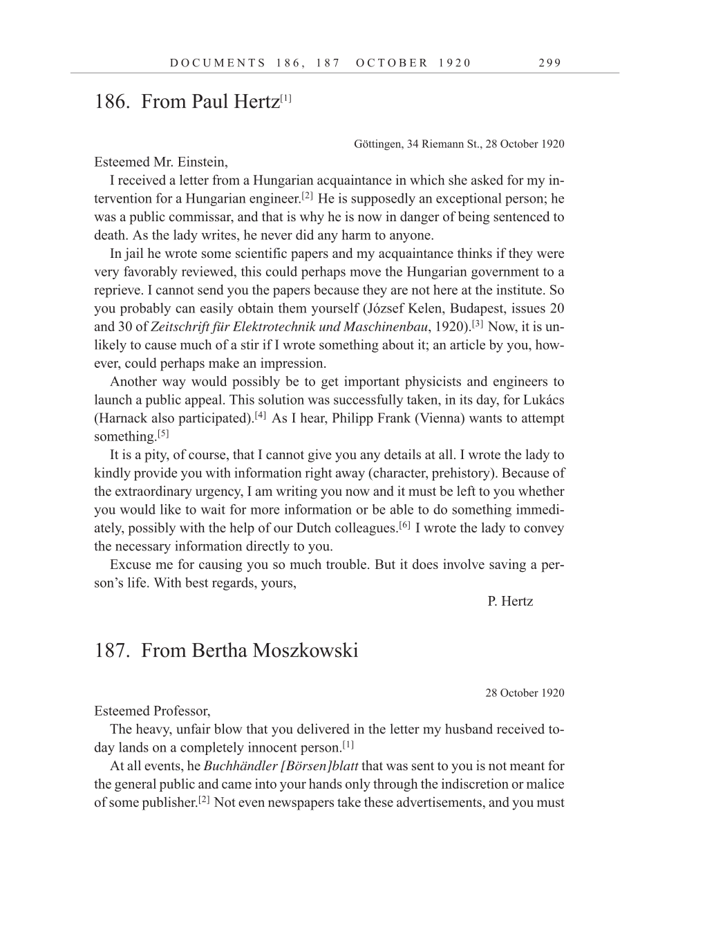 Volume 10: The Berlin Years: Correspondence, May-December 1920, and Supplementary Correspondence, 1909-1920 (English translation supplement) page 299