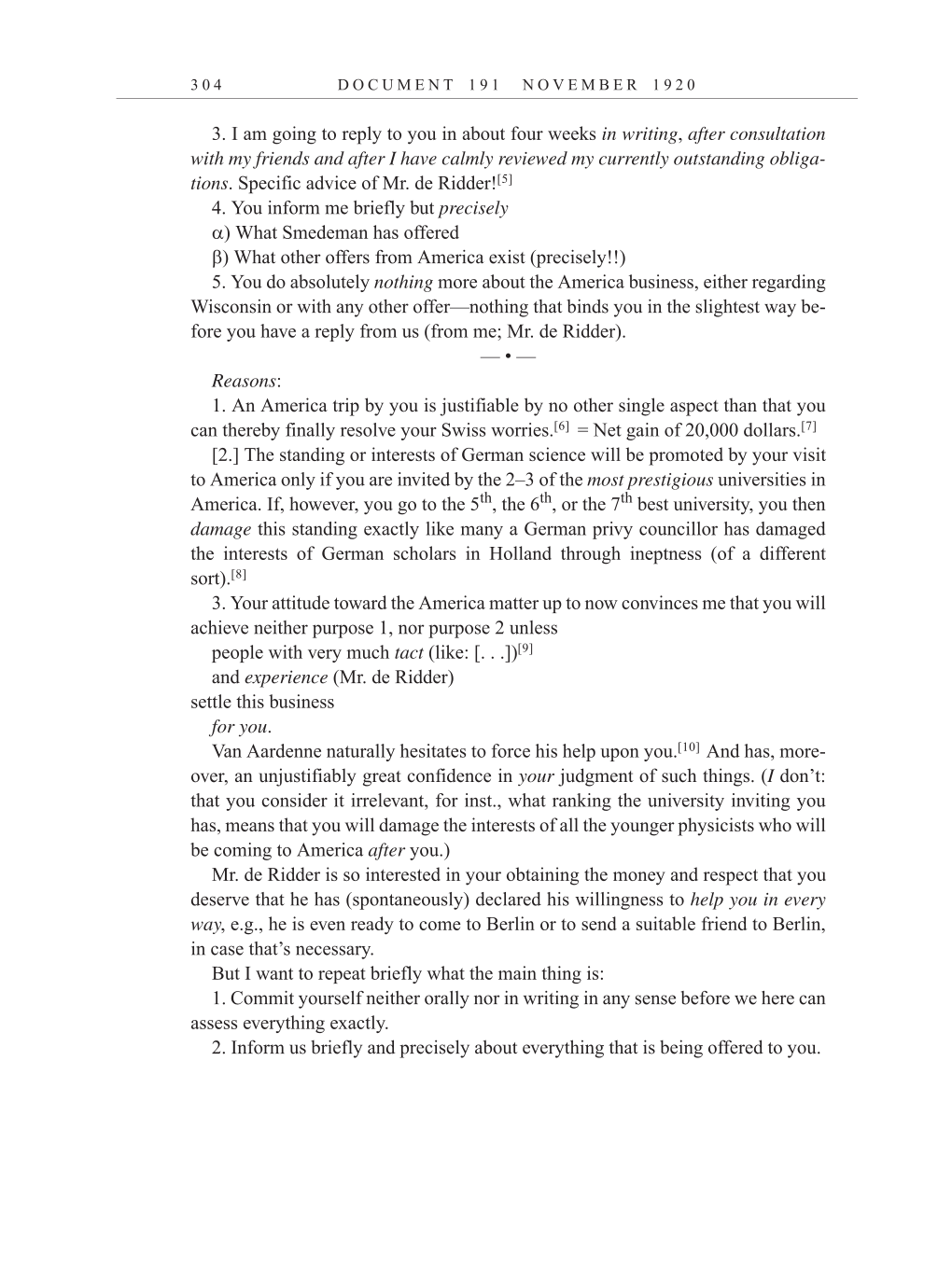 Volume 10: The Berlin Years: Correspondence, May-December 1920, and Supplementary Correspondence, 1909-1920 (English translation supplement) page 304