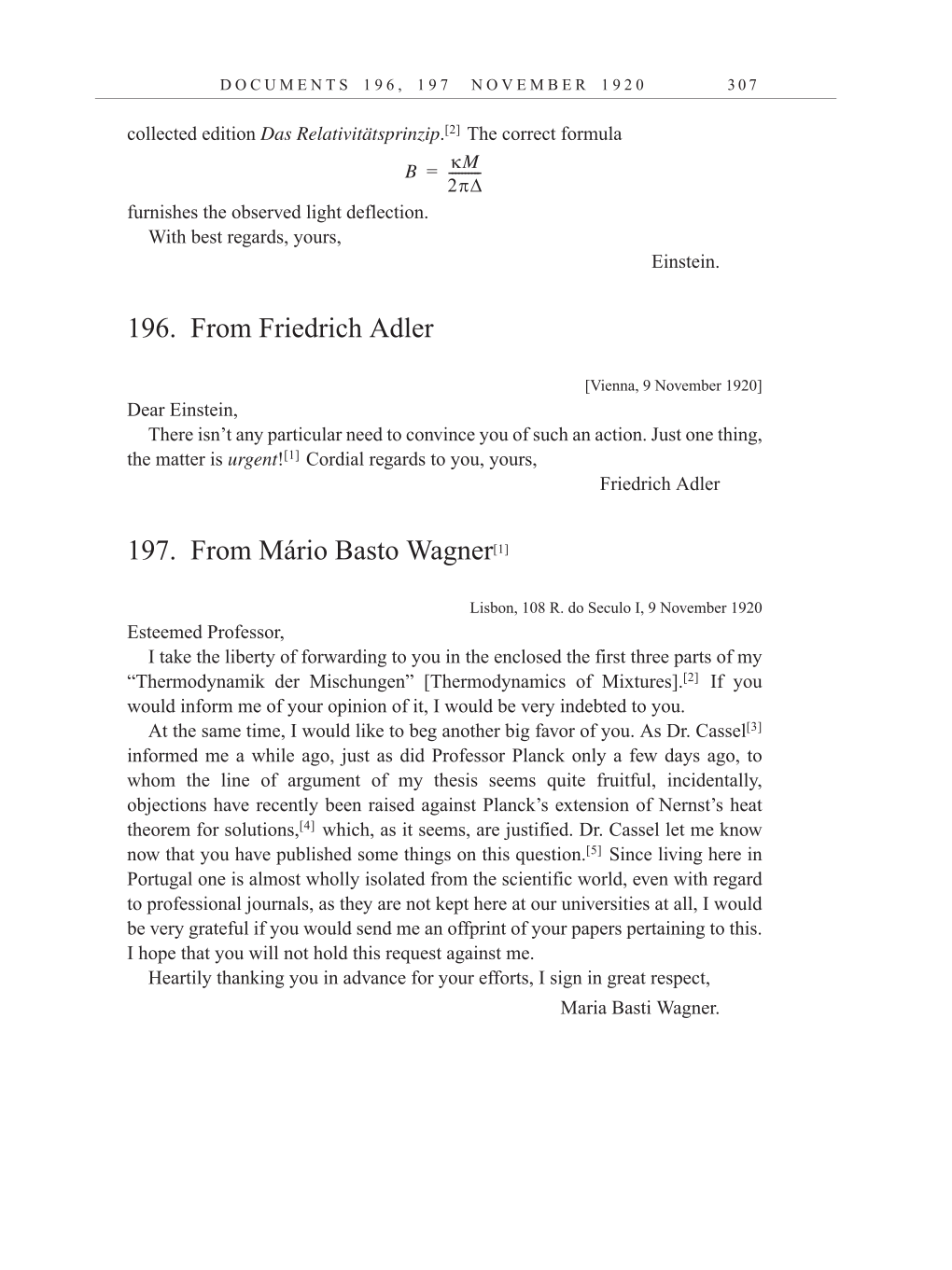 Volume 10: The Berlin Years: Correspondence, May-December 1920, and Supplementary Correspondence, 1909-1920 (English translation supplement) page 307