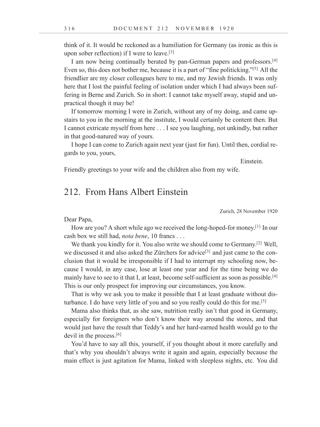 Volume 10: The Berlin Years: Correspondence, May-December 1920, and Supplementary Correspondence, 1909-1920 (English translation supplement) page 316