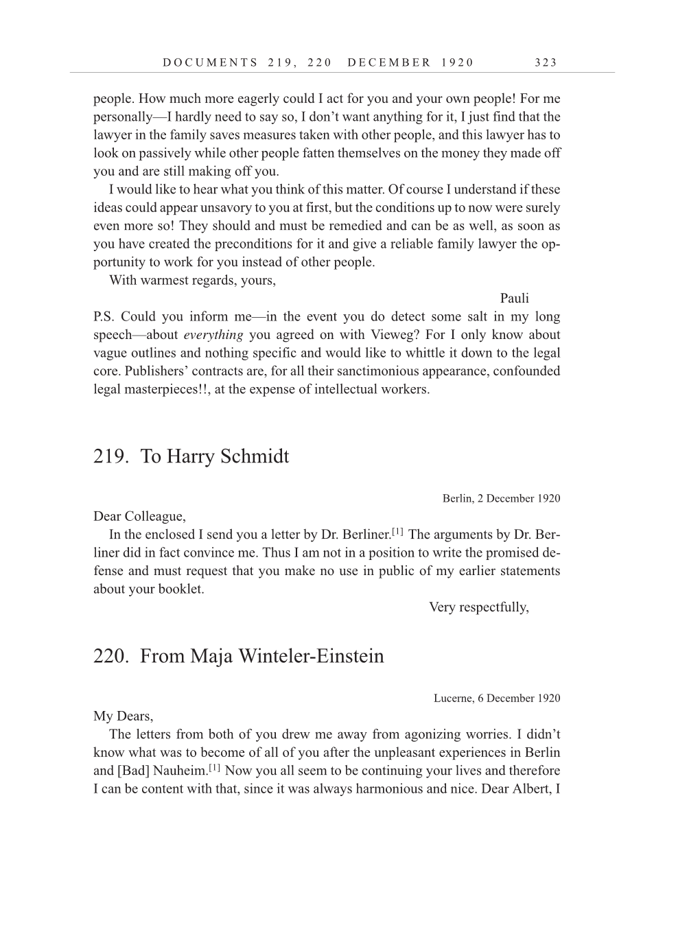 Volume 10: The Berlin Years: Correspondence, May-December 1920, and Supplementary Correspondence, 1909-1920 (English translation supplement) page 323