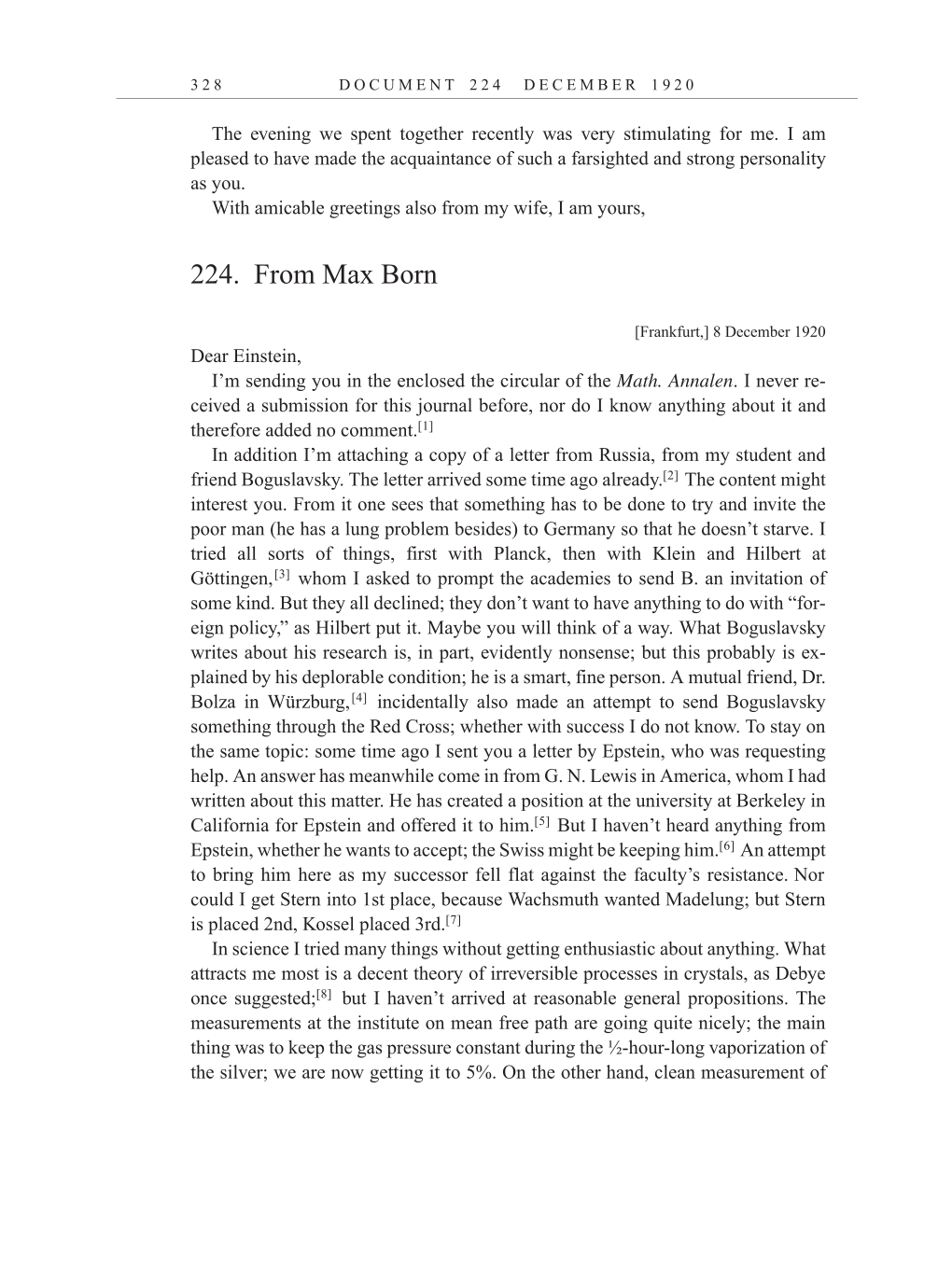 Volume 10: The Berlin Years: Correspondence, May-December 1920, and Supplementary Correspondence, 1909-1920 (English translation supplement) page 328