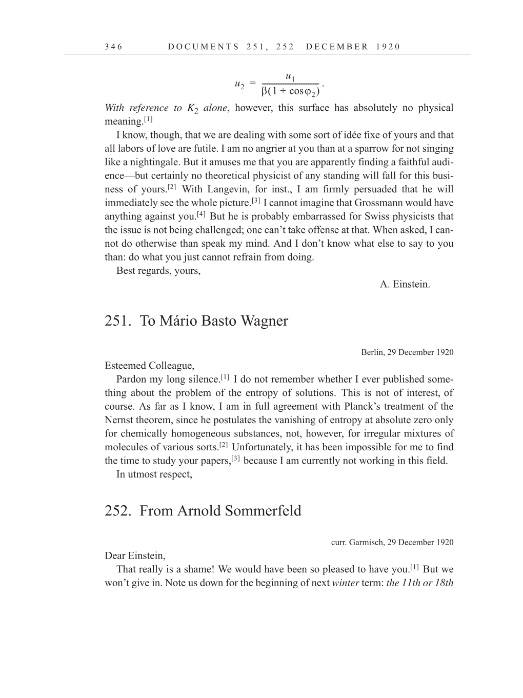 Volume 10: The Berlin Years: Correspondence, May-December 1920, and Supplementary Correspondence, 1909-1920 (English translation supplement) page 346