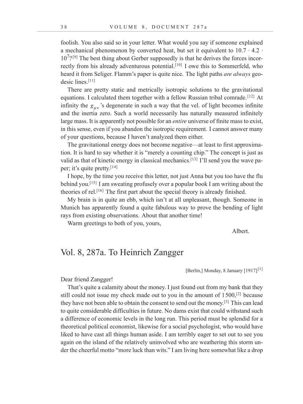 Volume 10: The Berlin Years: Correspondence, May-December 1920, and Supplementary Correspondence, 1909-1920 (English translation supplement) page 38
