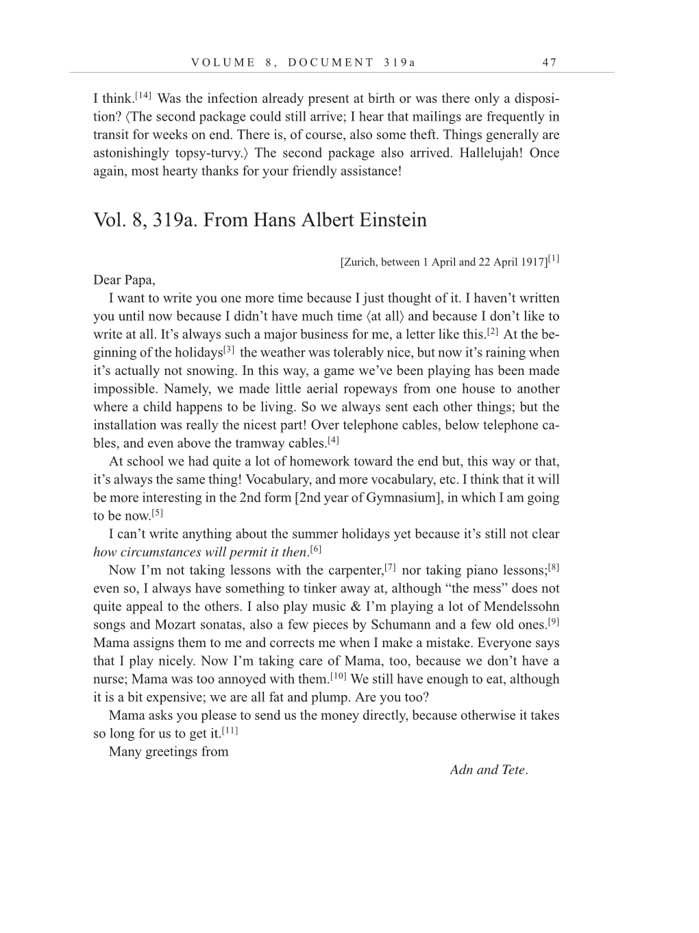 Volume 10: The Berlin Years: Correspondence, May-December 1920, and Supplementary Correspondence, 1909-1920 (English translation supplement) page 47