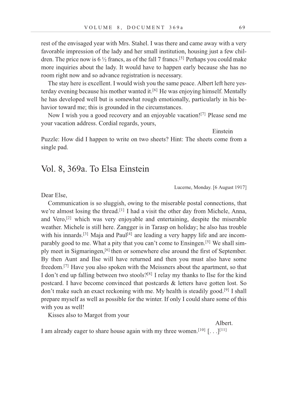 Volume 10: The Berlin Years: Correspondence, May-December 1920, and Supplementary Correspondence, 1909-1920 (English translation supplement) page 69