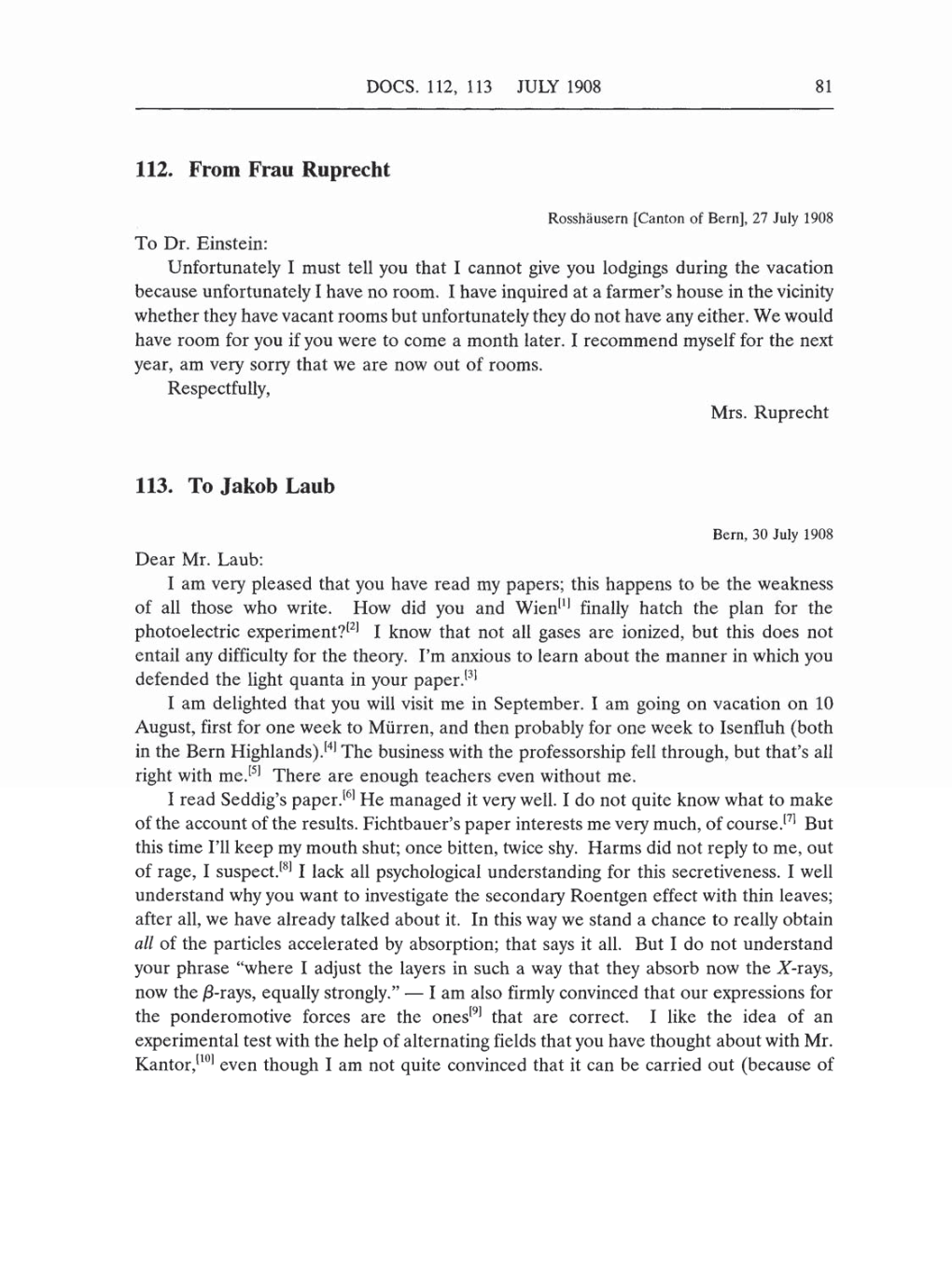 Volume 5: The Swiss Years: Correspondence, 1902-1914 (English translation supplement) page 81