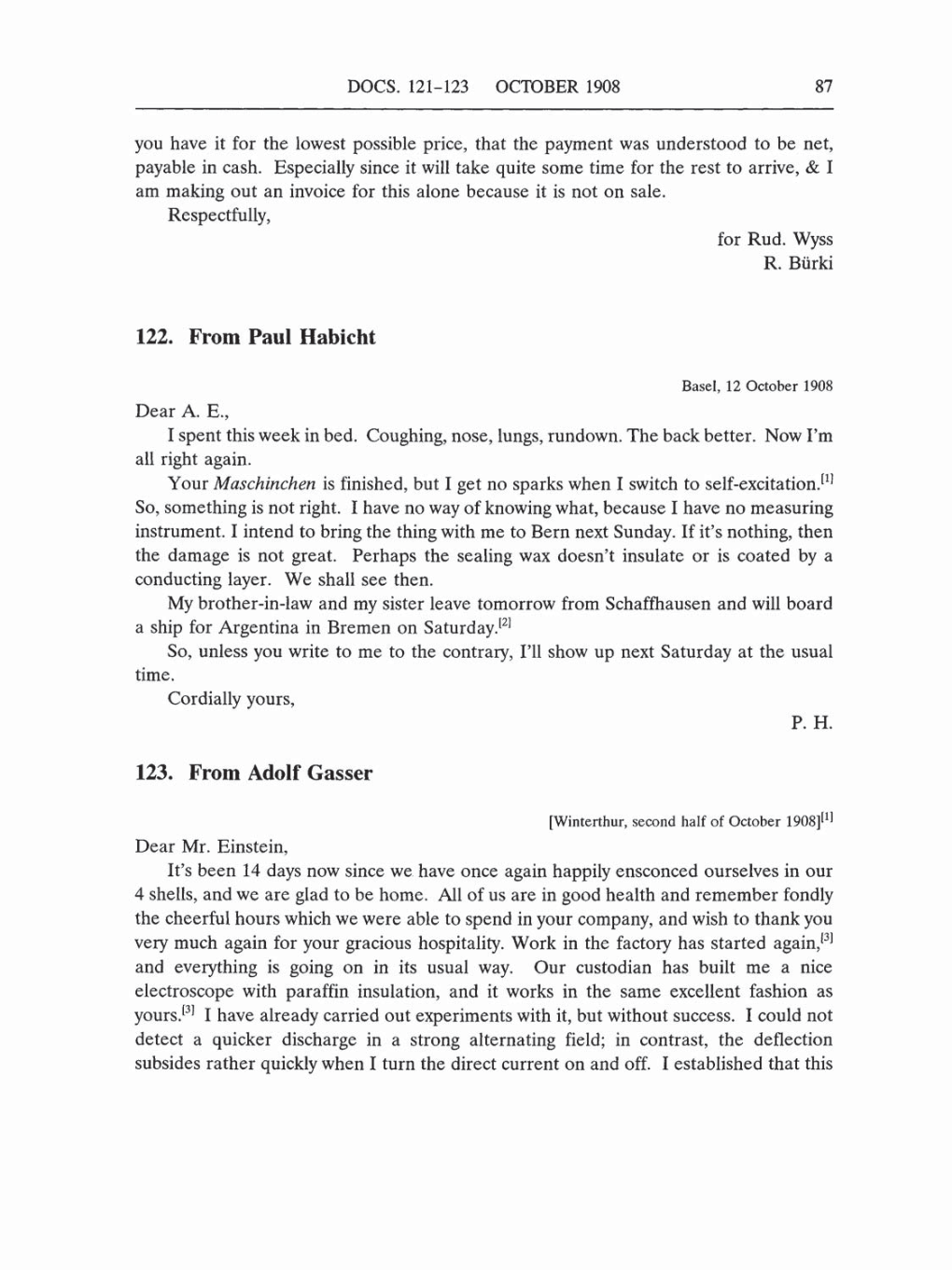 Volume 5: The Swiss Years: Correspondence, 1902-1914 (English translation supplement) page 87