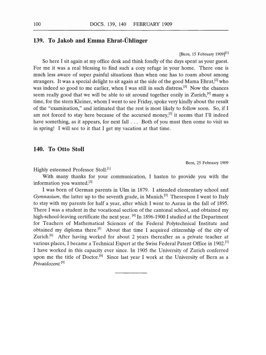 Volume 5: The Swiss Years: Correspondence, 1902-1914 (English translation supplement) page 100