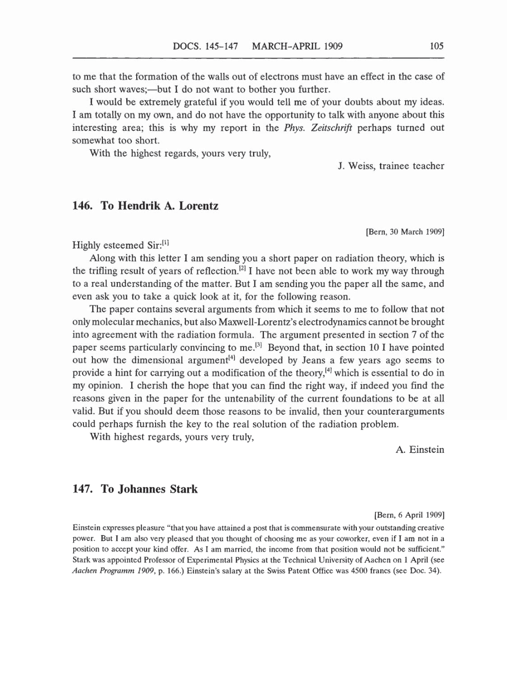 Volume 5: The Swiss Years: Correspondence, 1902-1914 (English translation supplement) page 105