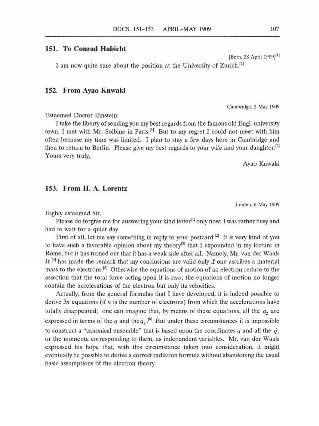 Volume 5: The Swiss Years: Correspondence, 1902-1914 (English translation supplement) page 107