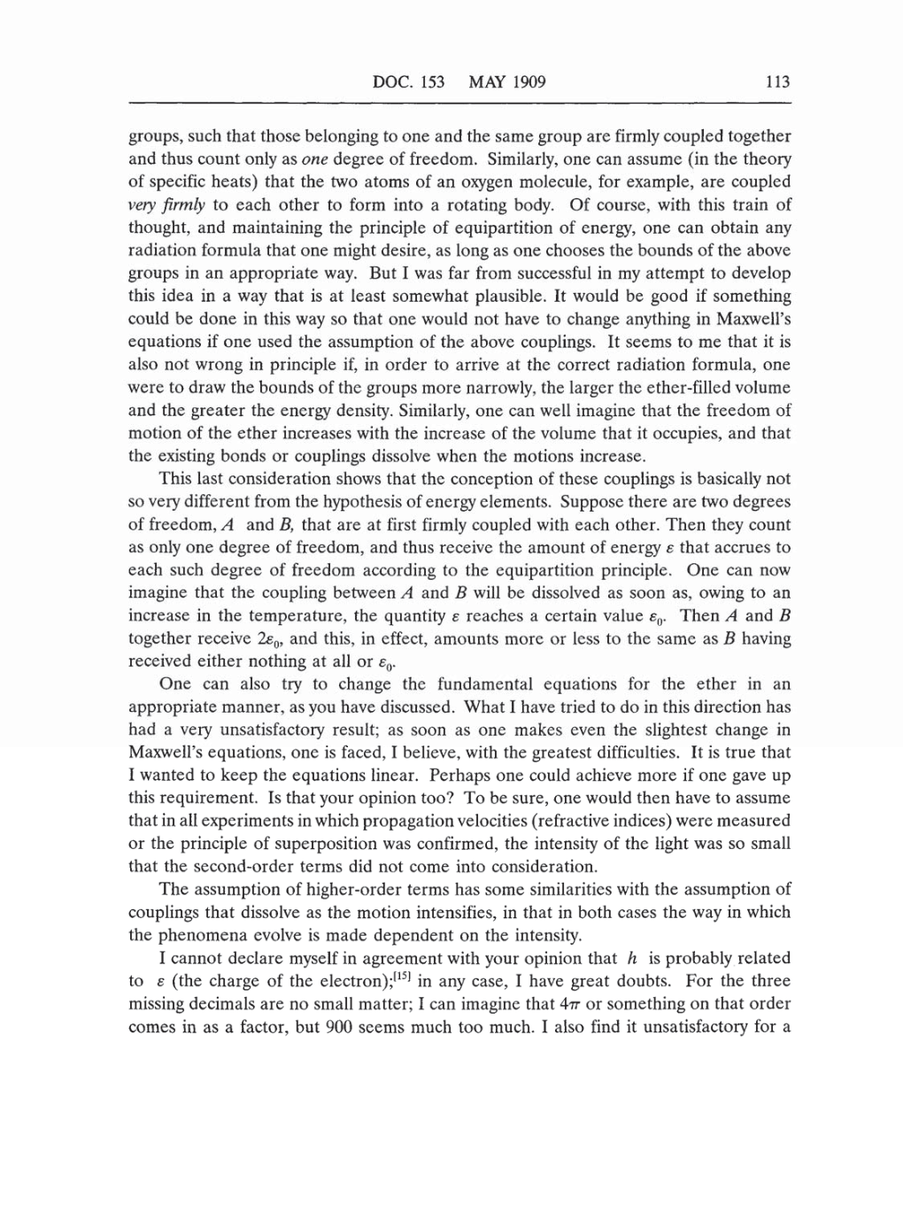Volume 5: The Swiss Years: Correspondence, 1902-1914 (English translation supplement) page 113