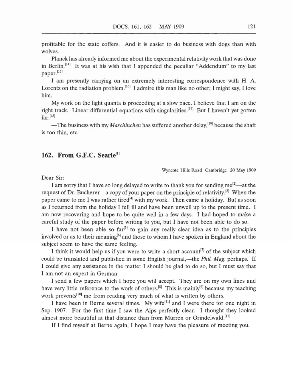 Volume 5: The Swiss Years: Correspondence, 1902-1914 (English translation supplement) page 121