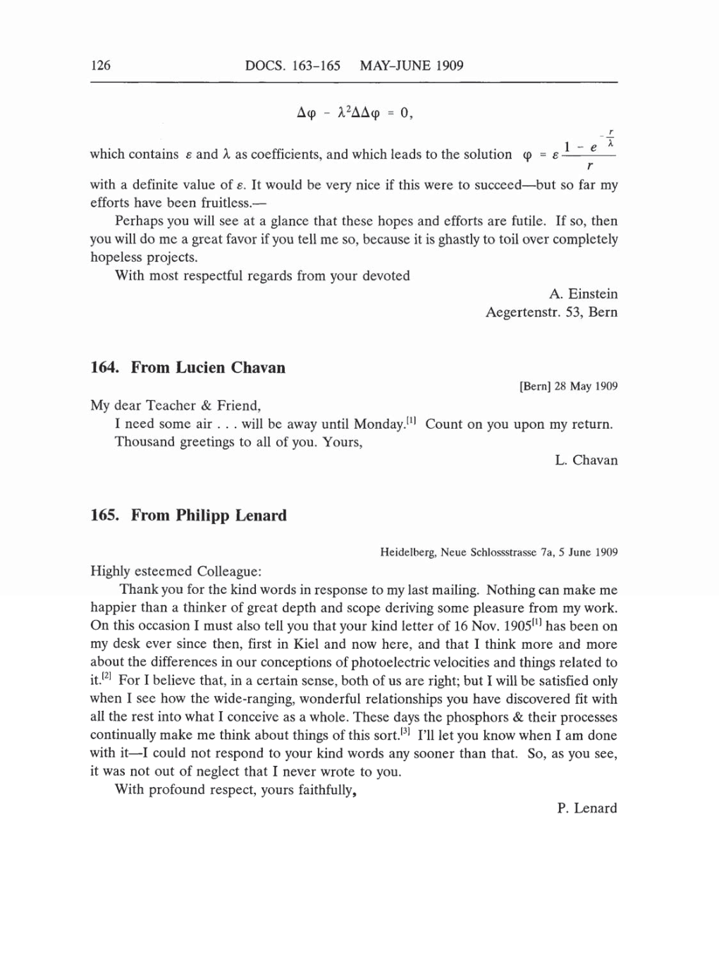 Volume 5: The Swiss Years: Correspondence, 1902-1914 (English translation supplement) page 126