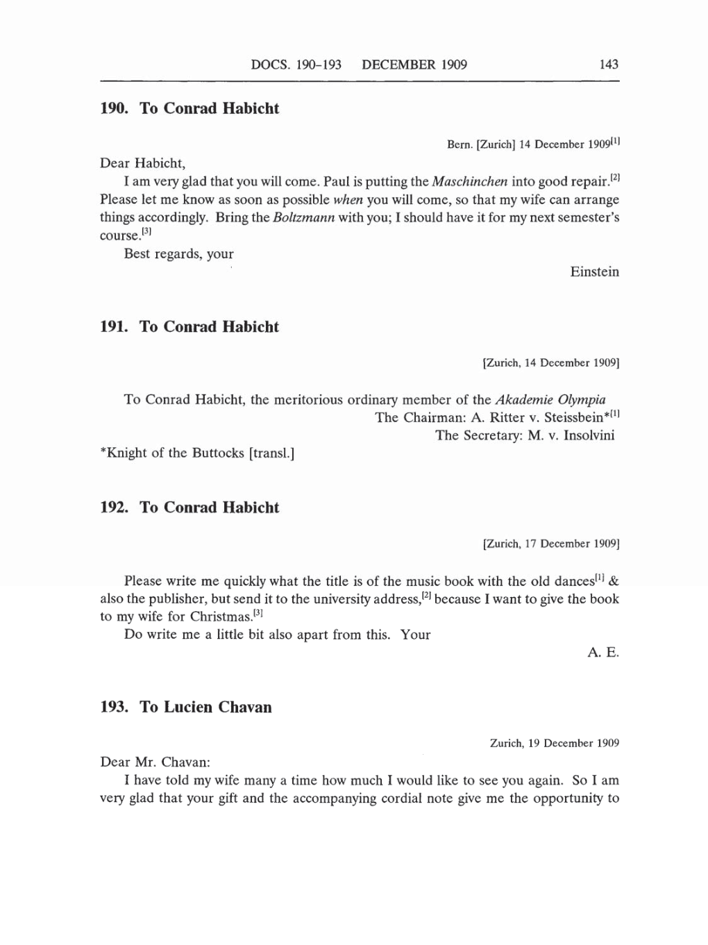 Volume 5: The Swiss Years: Correspondence, 1902-1914 (English translation supplement) page 143