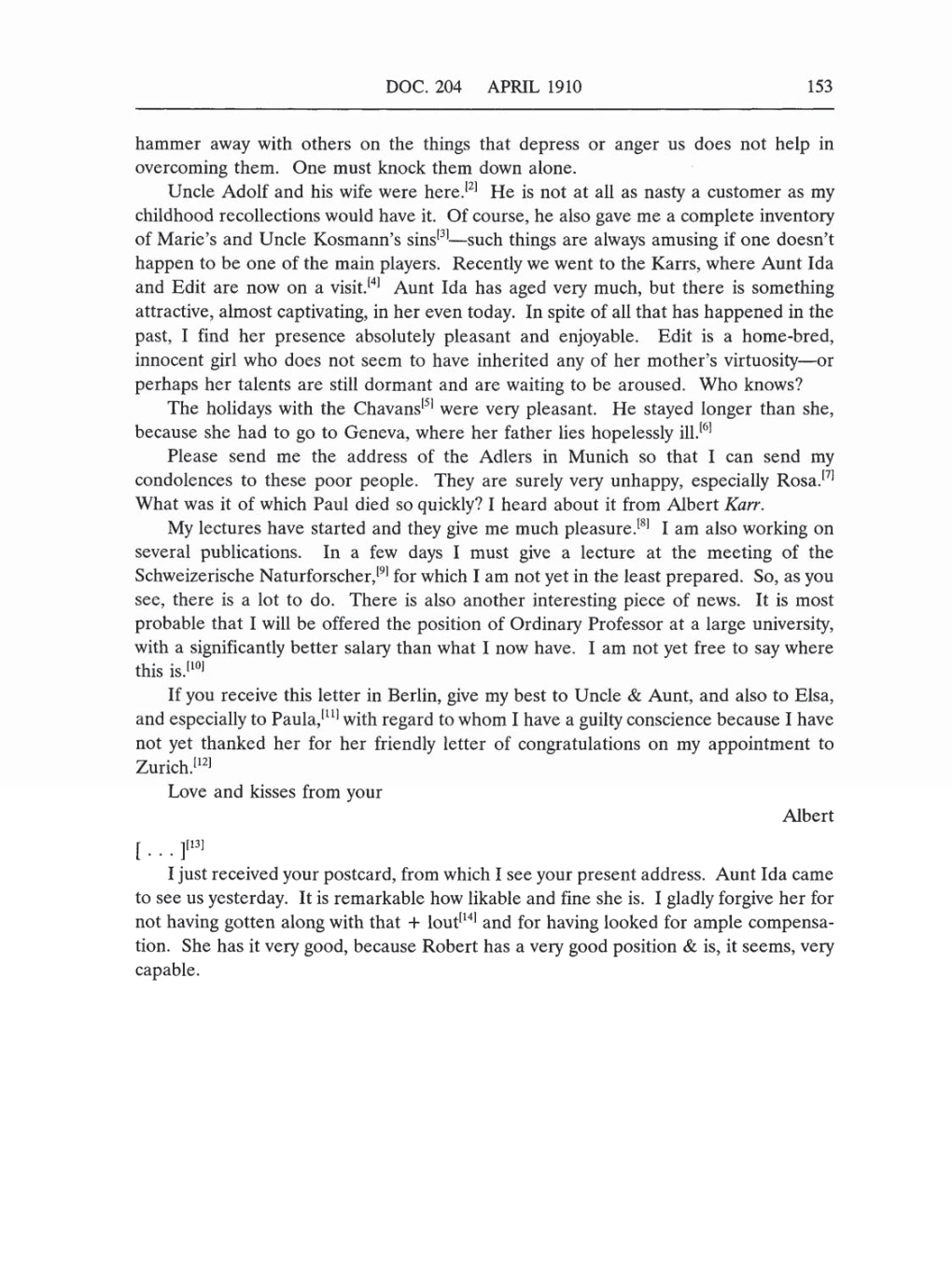 Volume 5: The Swiss Years: Correspondence, 1902-1914 (English translation supplement) page 153