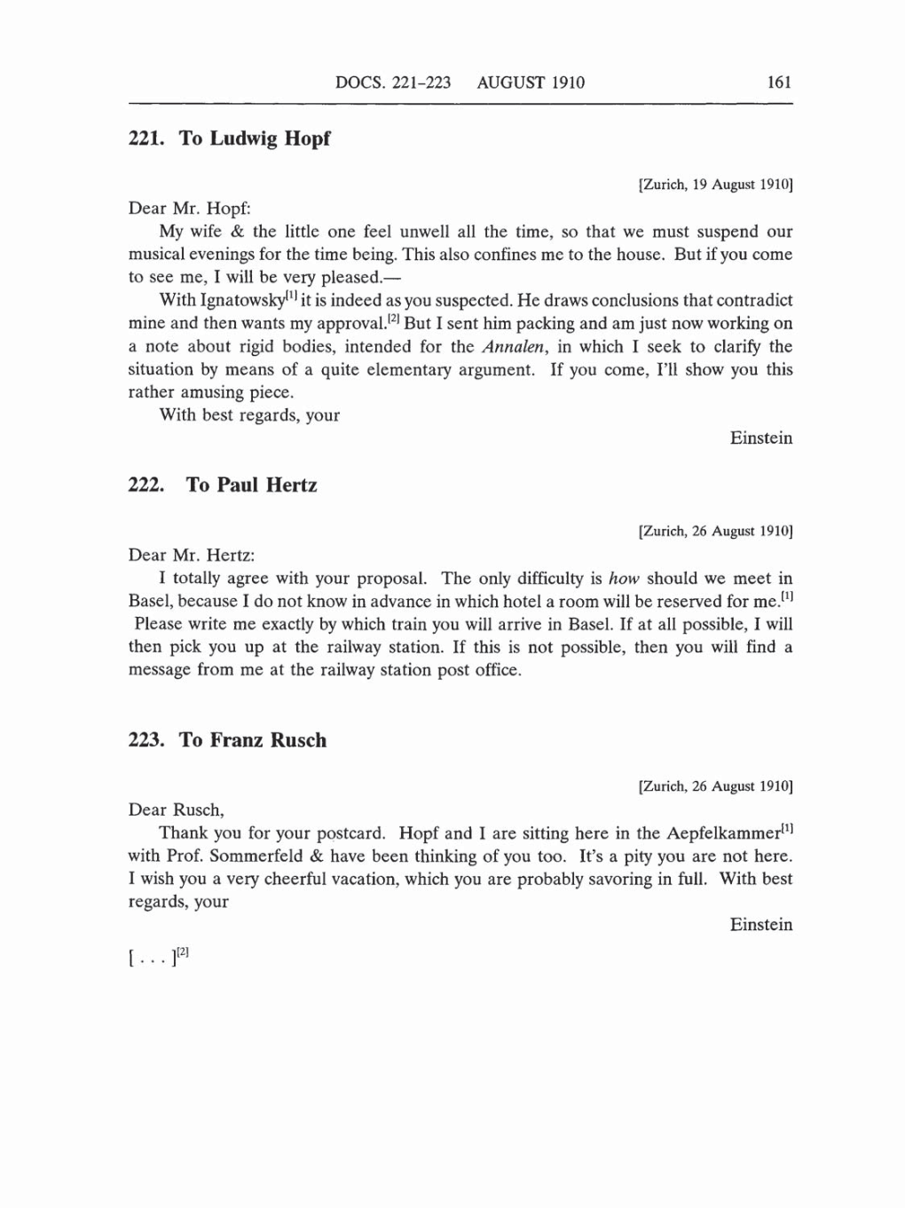 Volume 5: The Swiss Years: Correspondence, 1902-1914 (English translation supplement) page 161