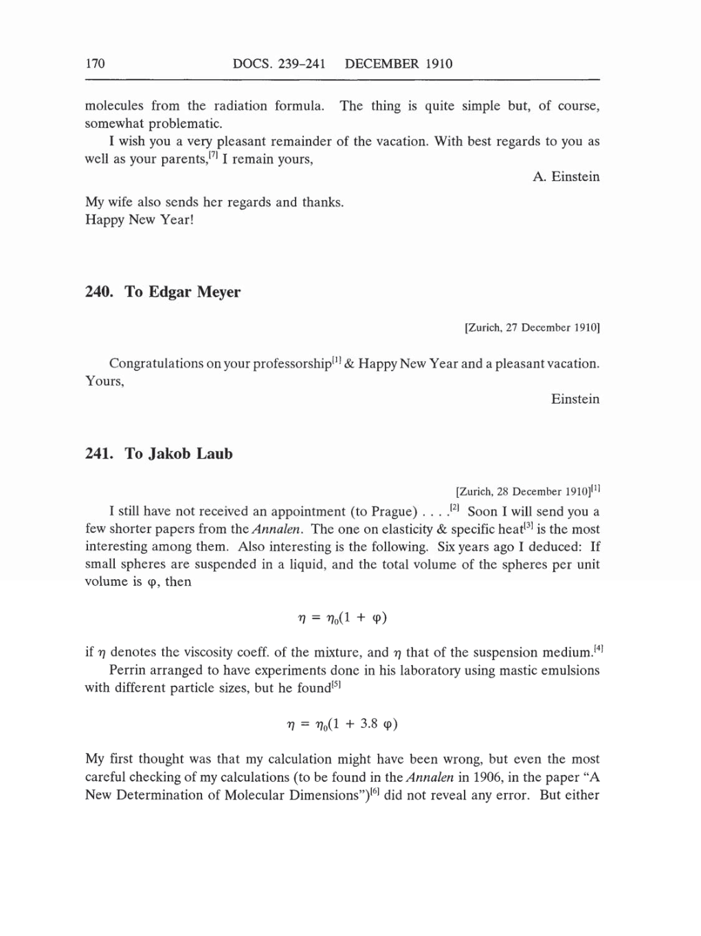 Volume 5: The Swiss Years: Correspondence, 1902-1914 (English translation supplement) page 170