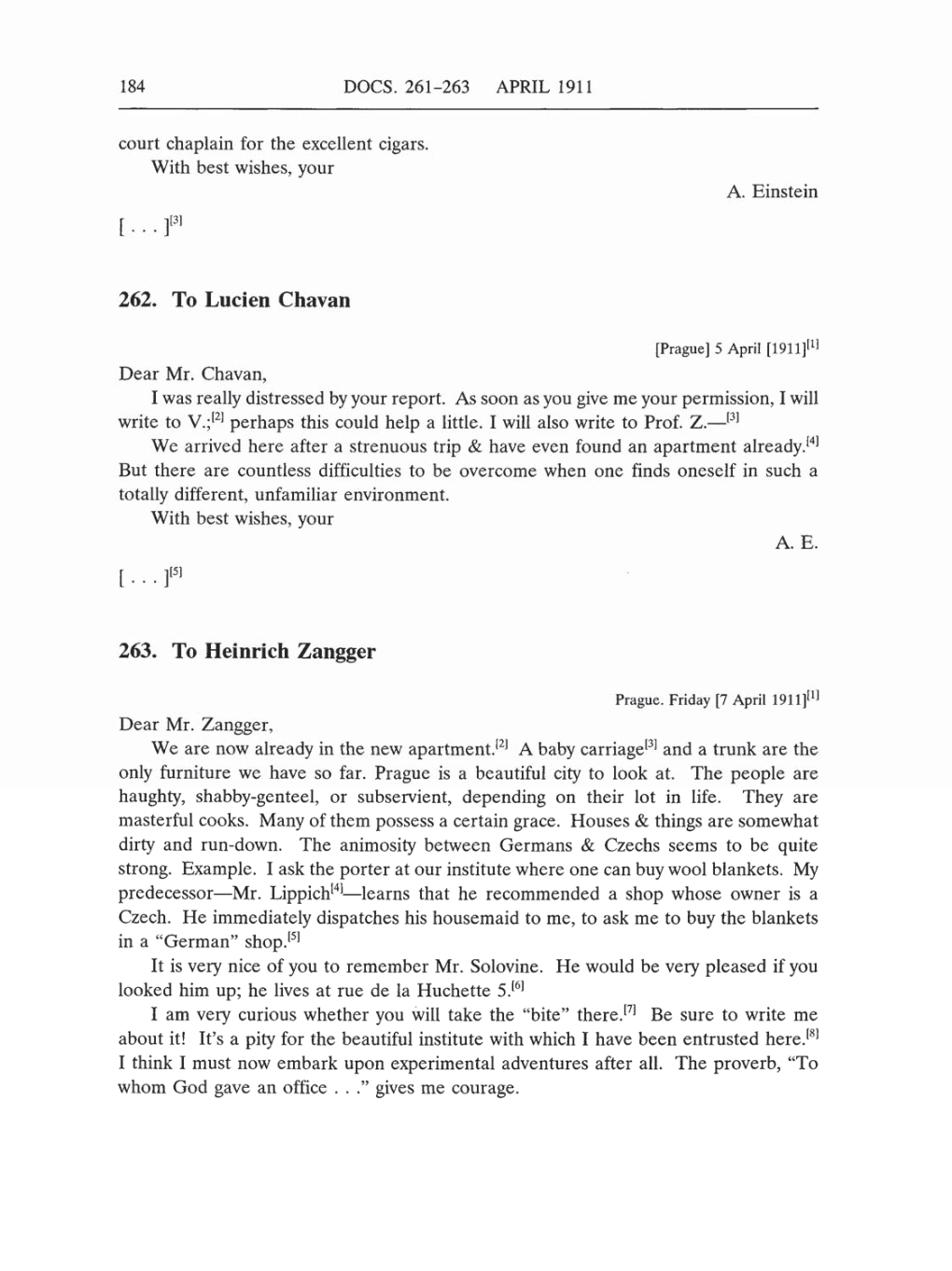 Volume 5: The Swiss Years: Correspondence, 1902-1914 (English translation supplement) page 184