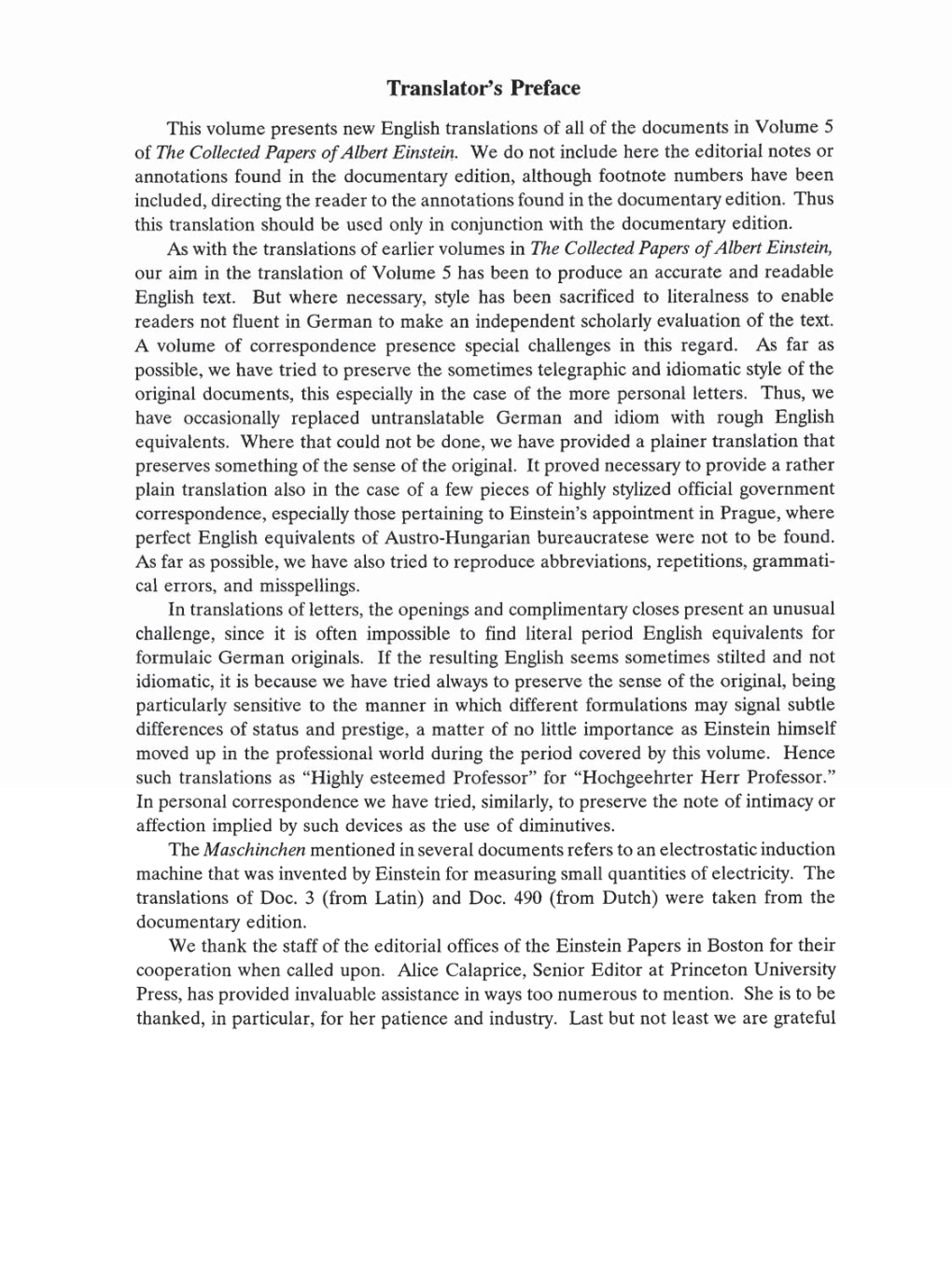 Volume 5: The Swiss Years: Correspondence, 1902-1914 (English translation supplement) page xxi