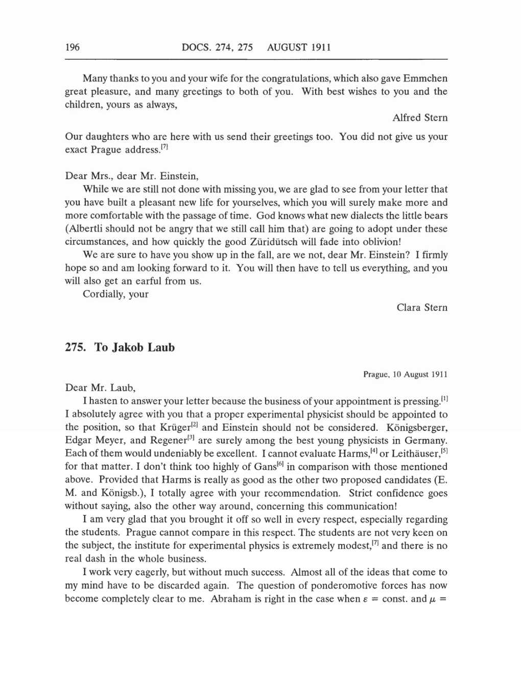 Volume 5: The Swiss Years: Correspondence, 1902-1914 (English translation supplement) page 196