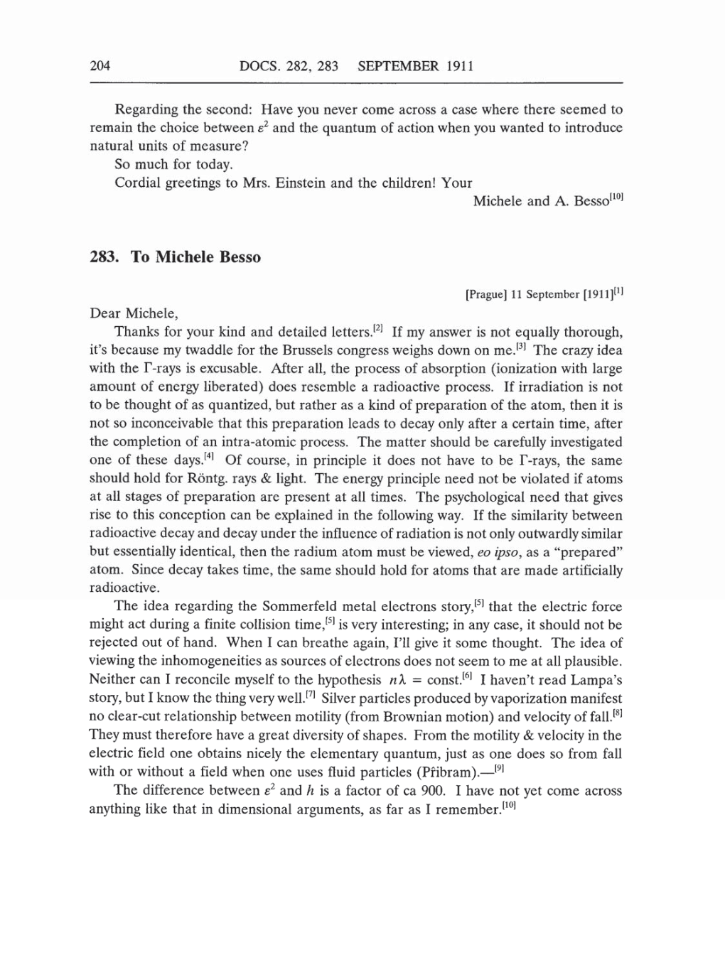 Volume 5: The Swiss Years: Correspondence, 1902-1914 (English translation supplement) page 204