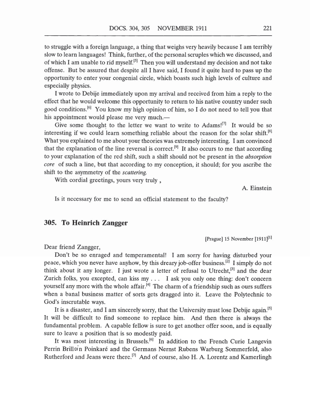 Volume 5: The Swiss Years: Correspondence, 1902-1914 (English translation supplement) page 221
