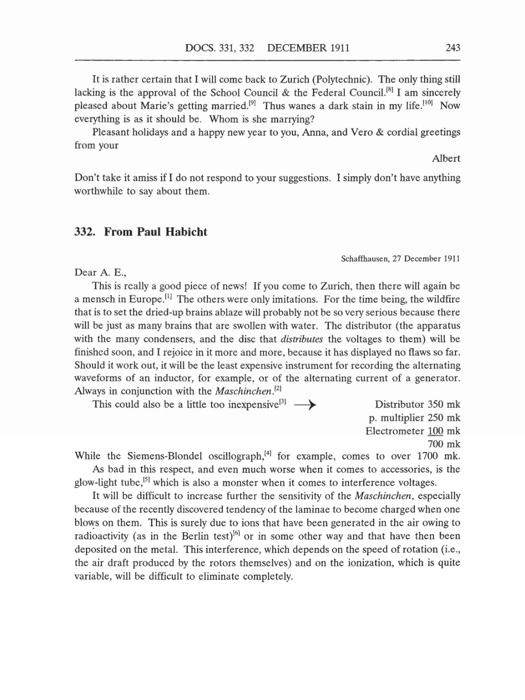 Volume 5: The Swiss Years: Correspondence, 1902-1914 (English translation supplement) page 243
