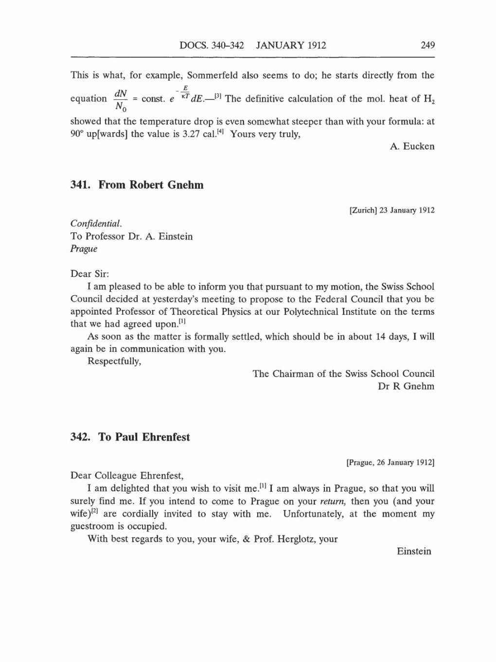 Volume 5: The Swiss Years: Correspondence, 1902-1914 (English translation supplement) page 249