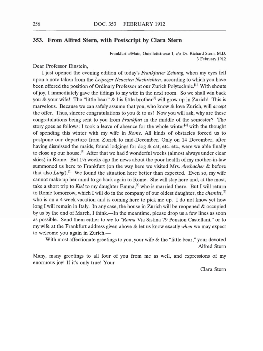 Volume 5: The Swiss Years: Correspondence, 1902-1914 (English translation supplement) page 256