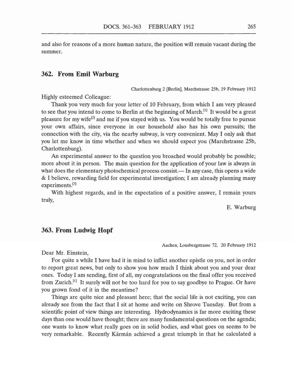 Volume 5: The Swiss Years: Correspondence, 1902-1914 (English translation supplement) page 265