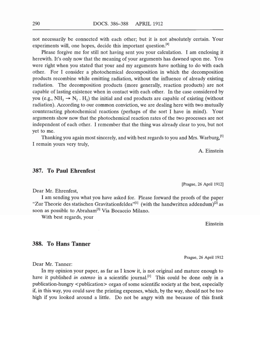 Volume 5: The Swiss Years: Correspondence, 1902-1914 (English translation supplement) page 290