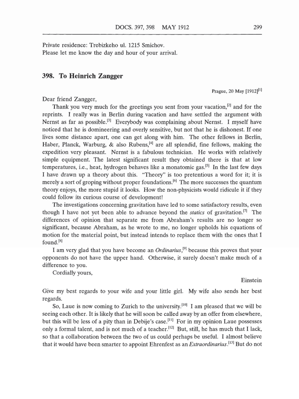 Volume 5: The Swiss Years: Correspondence, 1902-1914 (English translation supplement) page 299