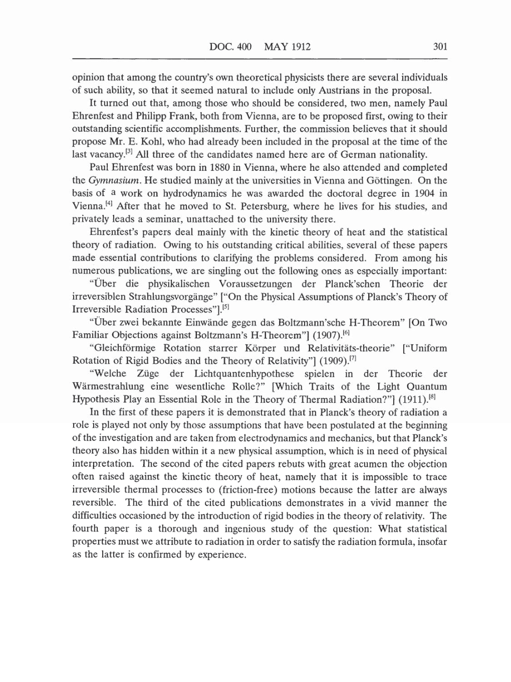 Volume 5: The Swiss Years: Correspondence, 1902-1914 (English translation supplement) page 301