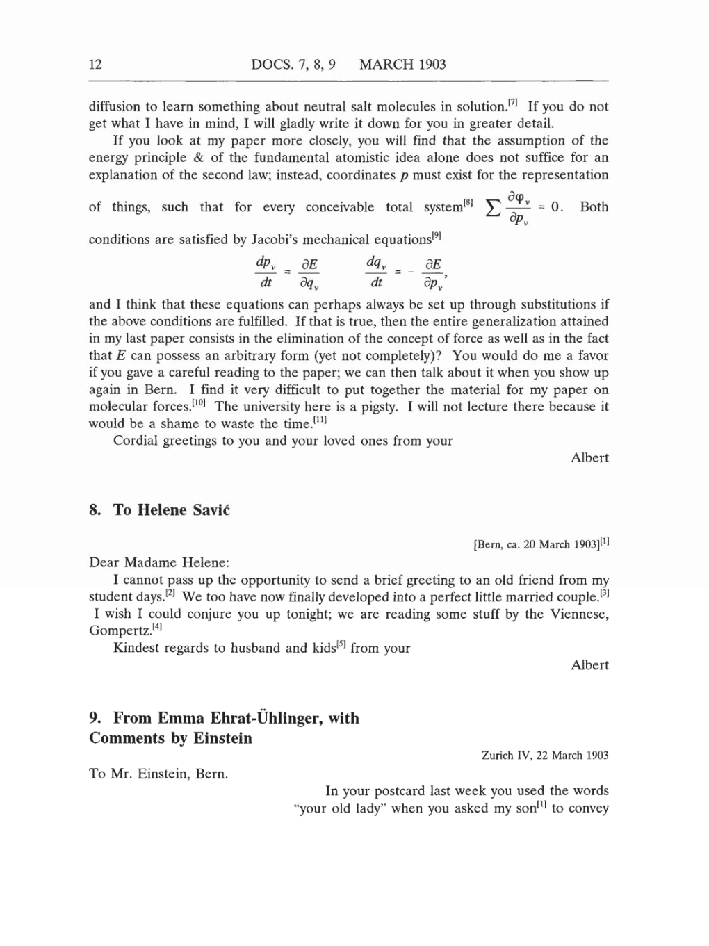 Volume 5: The Swiss Years: Correspondence, 1902-1914 (English translation supplement) page 12