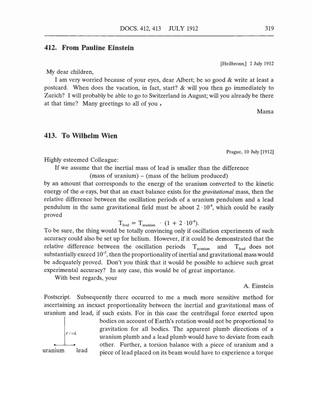 Volume 5: The Swiss Years: Correspondence, 1902-1914 (English translation supplement) page 319