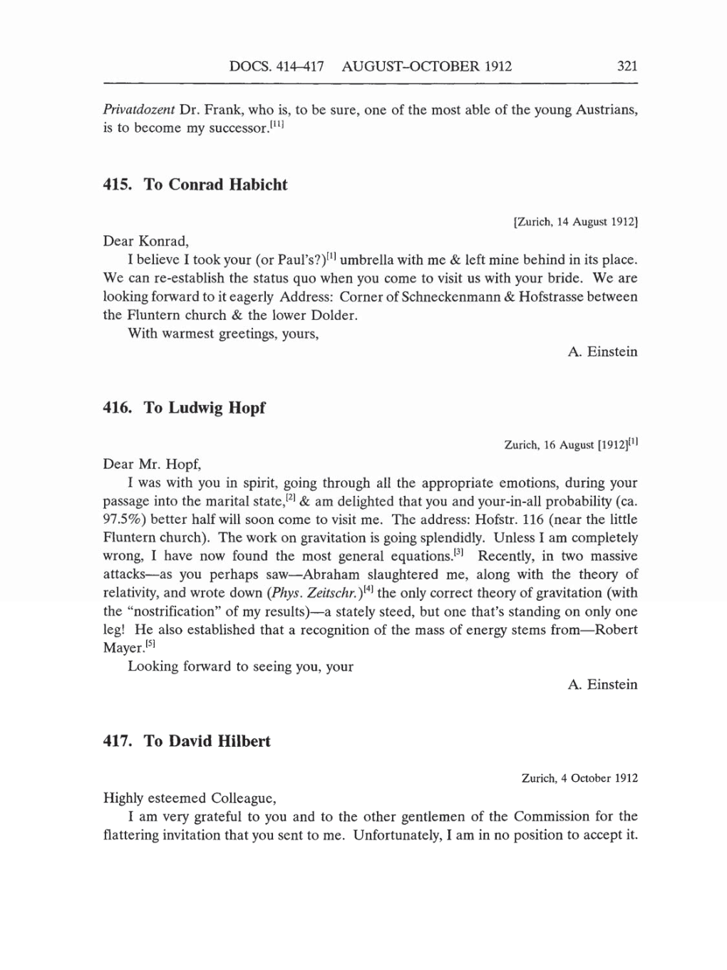 Volume 5: The Swiss Years: Correspondence, 1902-1914 (English translation supplement) page 321