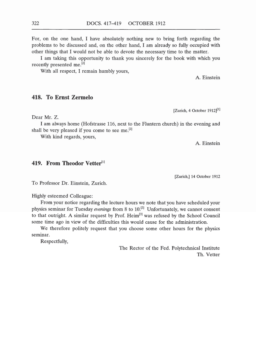 Volume 5: The Swiss Years: Correspondence, 1902-1914 (English translation supplement) page 322