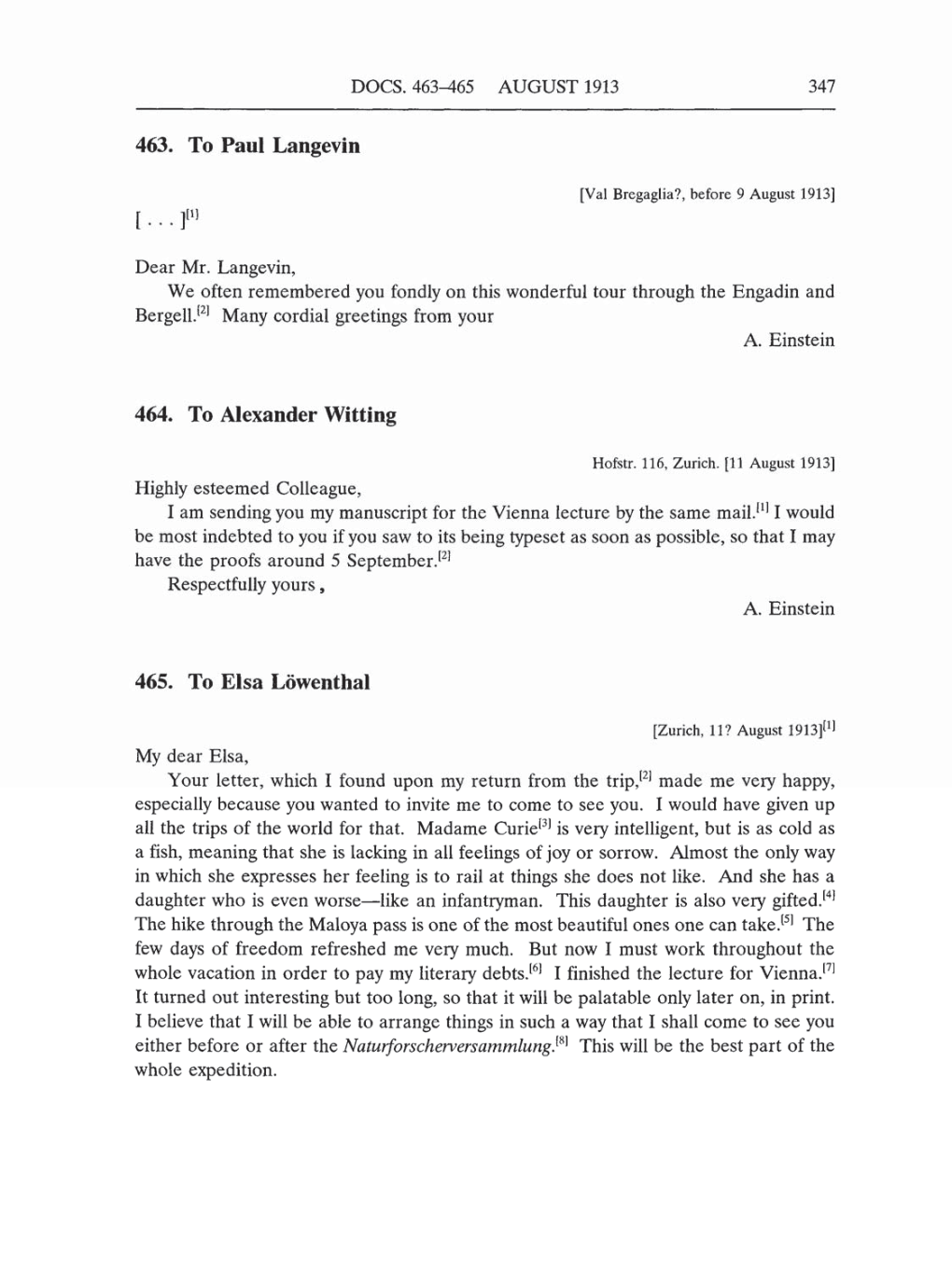 Volume 5: The Swiss Years: Correspondence, 1902-1914 (English translation supplement) page 347