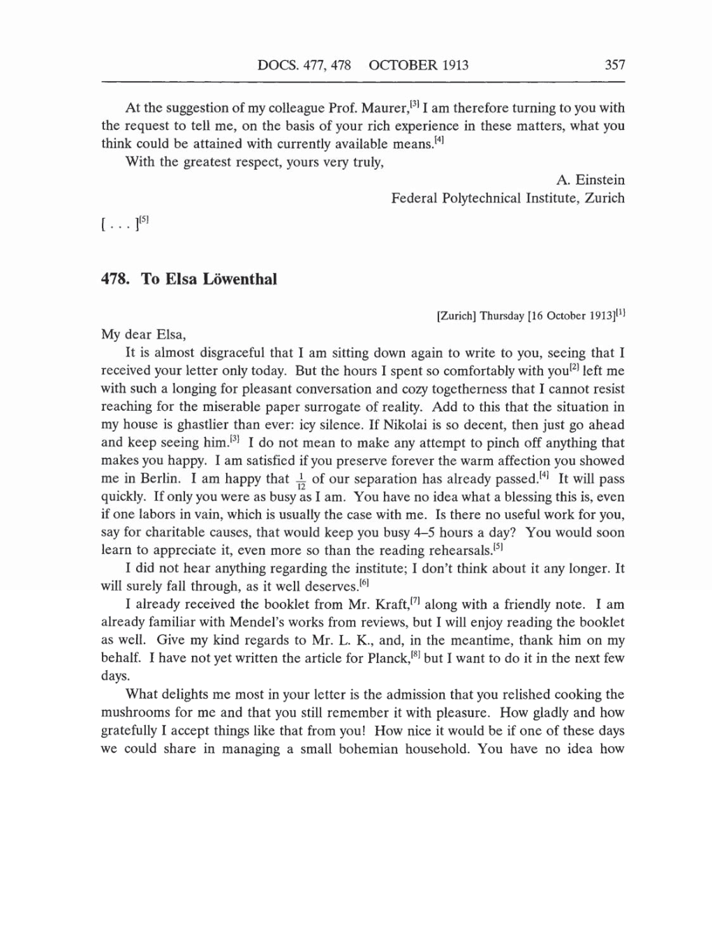 Volume 5: The Swiss Years: Correspondence, 1902-1914 (English translation supplement) page 357