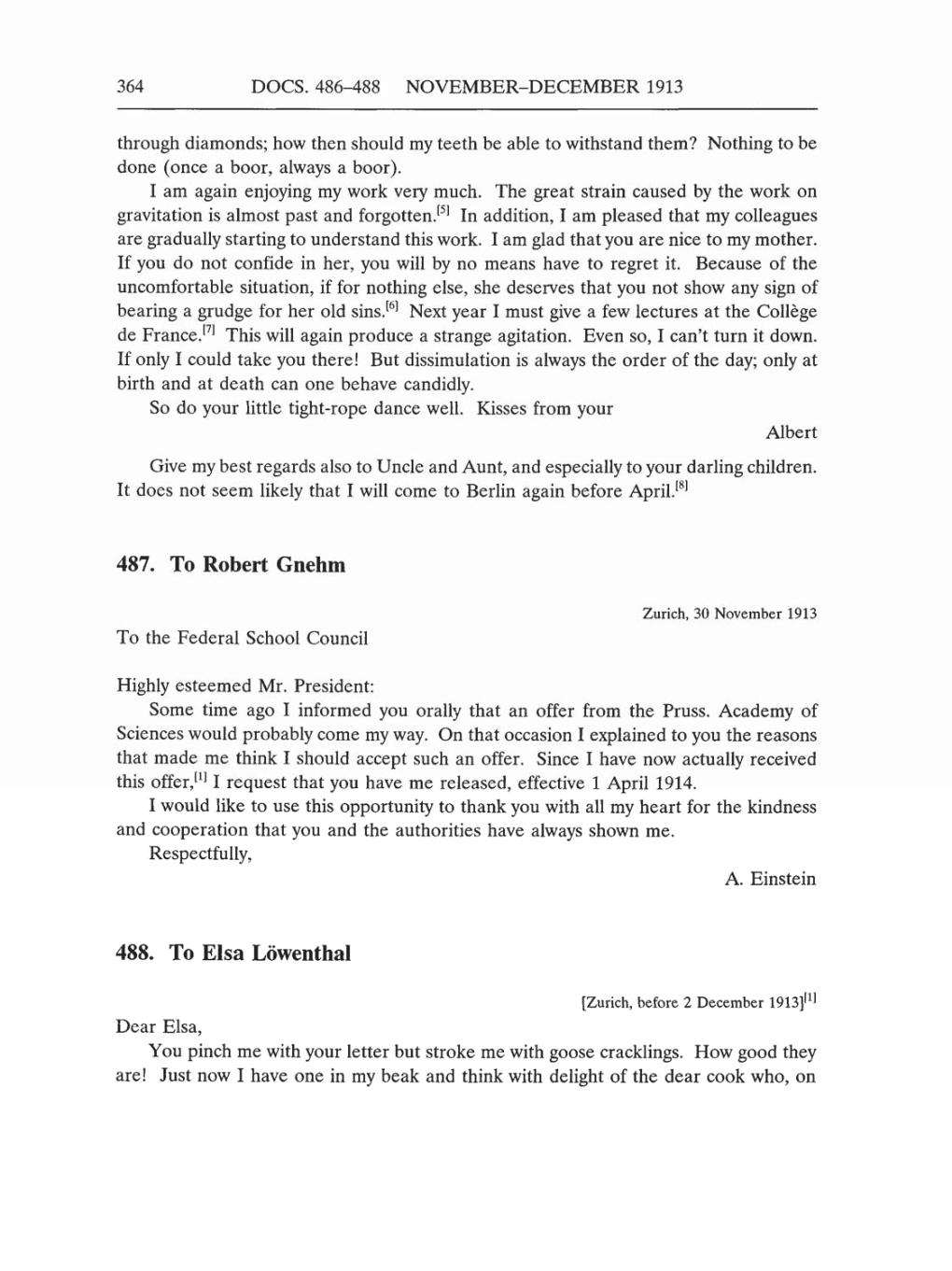 Volume 5: The Swiss Years: Correspondence, 1902-1914 (English translation supplement) page 364
