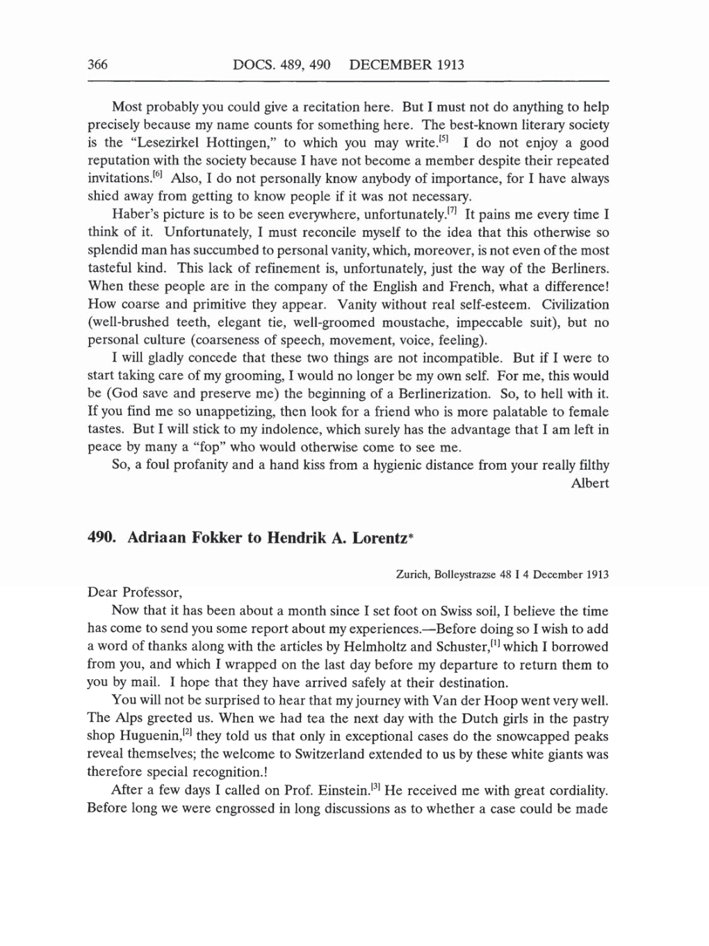 Volume 5: The Swiss Years: Correspondence, 1902-1914 (English translation supplement) page 366