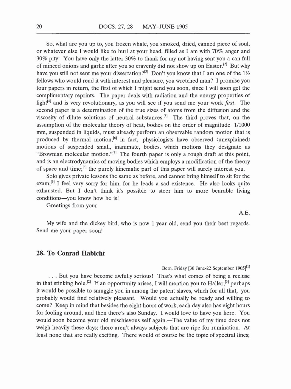 Volume 5: The Swiss Years: Correspondence, 1902-1914 (English translation supplement) page 20