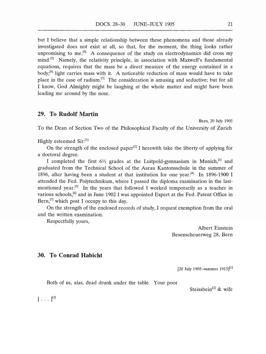 Volume 5: The Swiss Years: Correspondence, 1902-1914 (English translation supplement) page 21