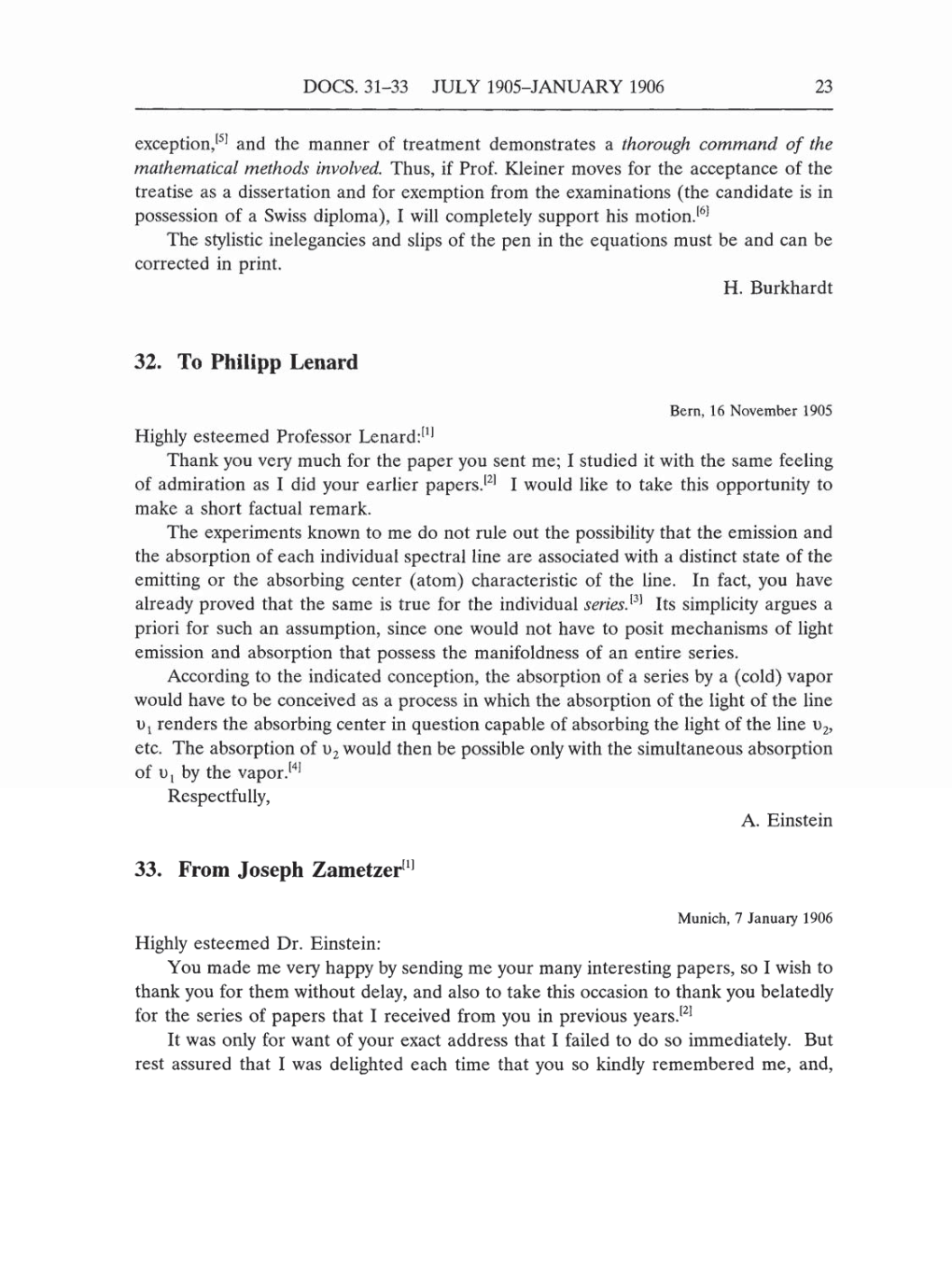 Volume 5: The Swiss Years: Correspondence, 1902-1914 (English translation supplement) page 23