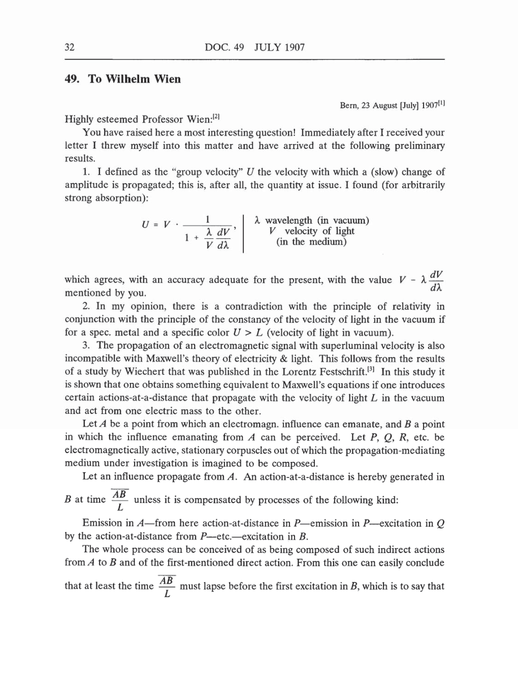 Volume 5: The Swiss Years: Correspondence, 1902-1914 (English translation supplement) page 32