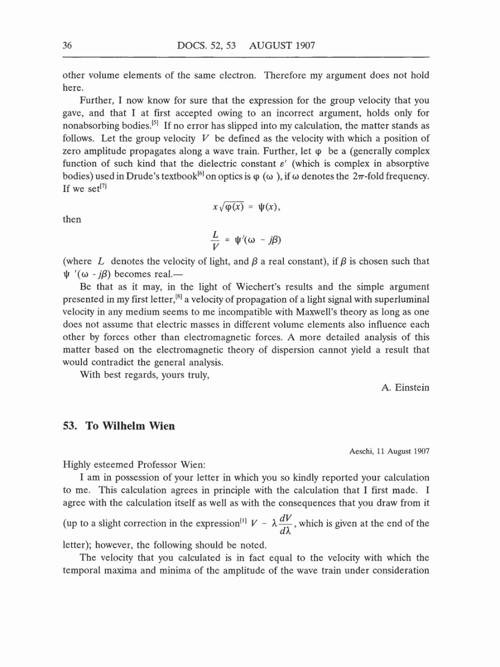 Volume 5: The Swiss Years: Correspondence, 1902-1914 (English translation supplement) page 36